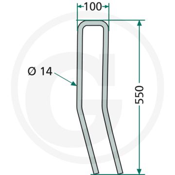 Eggetand (100 x 550 mm, Ø 14 mm)