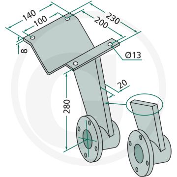 Schijfhouder Kort, voor 80 x 80 Frame, Ø 115 Gatafstand