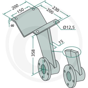 Schijfhouder voor 80 x 80 frame, Ø 115 gatafstand