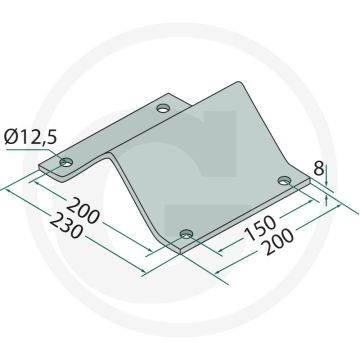 Klem, bovenste deel - Afmetingen: 80 x 80 mm