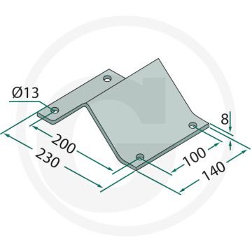 Klem, bovenste deel - Afmetingen: 80 x 80 mm