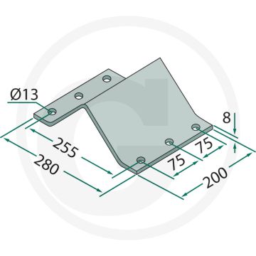 Klem, bovenste deel - diverse merken. Lengte: 100mm.