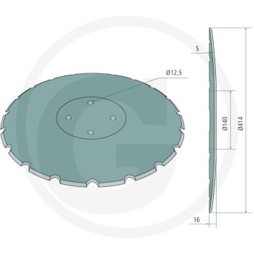 Scheibe für Kurzscheibenegge - Gezahnt, 414 x 5 mm, 19 Zähne