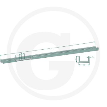 U-profiel rail Ø 610 mm, 13 gaten, L 2980 mm