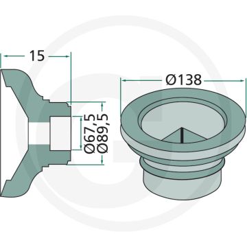 Flens voor inbouwlengte 230 mm, passend voor lager 18031-0011 en 18031-0032