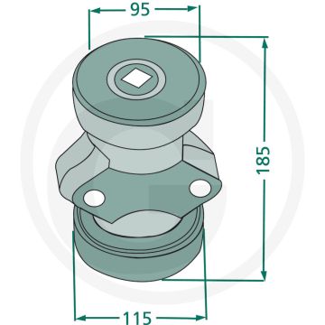 Lager (compleet, voor montage op vierkante-assen 28 x 28 mm)