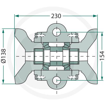 Lager (compleet, met kegellager en 2 verloopbussen voor vierkante-assen 36 x 36 mm)