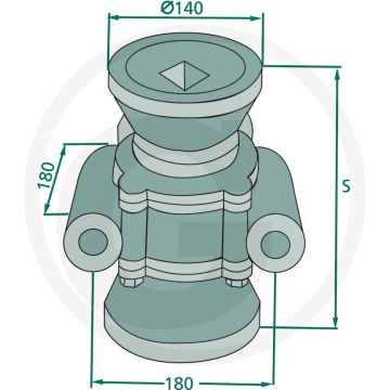 Kegellager (compleet, voor montage op vierkante-assen 50 x 50 mm)