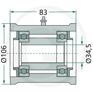 Lager (compleet, voor montage voor vierkante-assen 26 x 26 mm)
