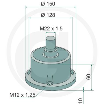 Lager - M22 x 1,5, Ø 150 mm, Gatafstand 5 x 128 mm