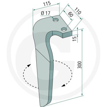 Rotorkopegtand (links)