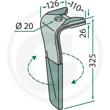 Dent de tête de rotor (gauche, enrobée)