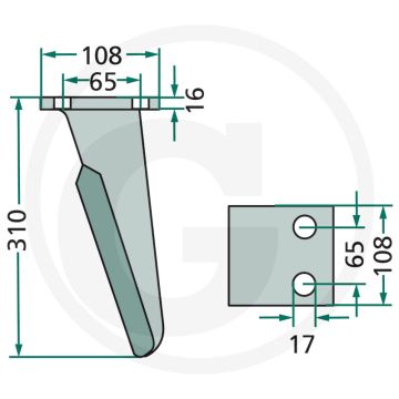 Dent de herse rotative (à gauche)