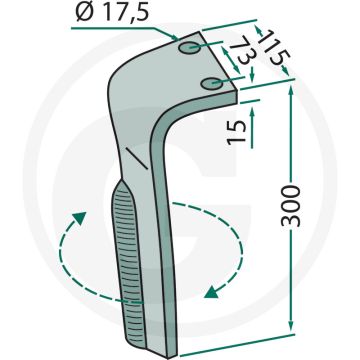 Dent à tête rotative (gauche, enrobée MZ28PB)