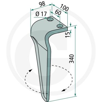 Rotorkopegtand (links, 340 mm)