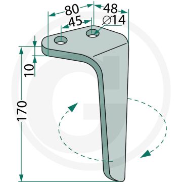 Rotorkopegtand (links)