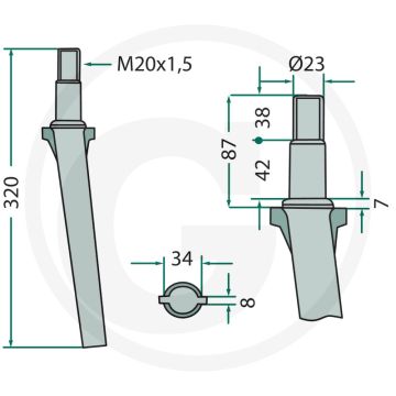 Rotorkopegtand - Lengte: 320mm, Passend voor: Lely