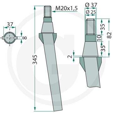Rotorkopegtand - Passend voor Sovema - Lengte: 345mm