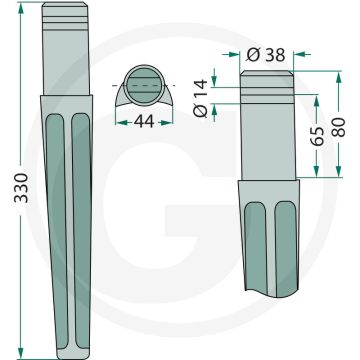 Rotorkopegtand - Lengte: 330mm, Breedte: 44mm, Passend voor: Vigolo