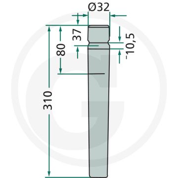 Rotorkopegtand - Passend voor Breviglieri, Regent, Schmotzer - Lengte: 310mm