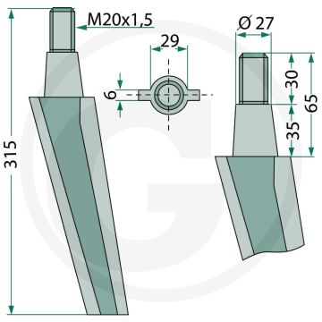 Rotorkopegtand 315x27mm voor Moreni