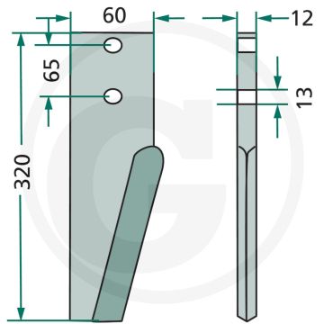 Rotorkopegtand (rechts / links)