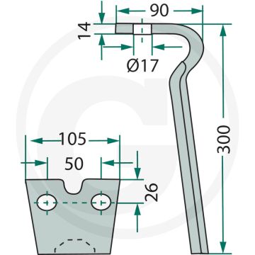 Rotorkopegtand - Passend voor Brenig, Forigo - Roteritalia - Lengte: 300mm