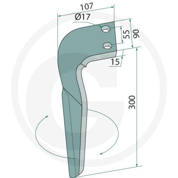 Kreiseleggenzinken 300x90x15mm Rechts Frandent