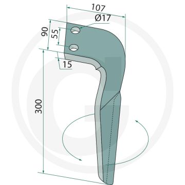 Kreiseleggenzinken - Lengte: 300mm, Breedte: 90mm, Dikte: 12mm