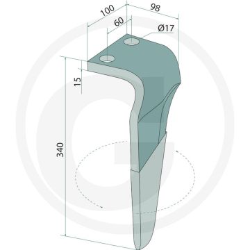 Kreiseleggenzinken à usage intensif à gauche (Duraface Beschichtung)