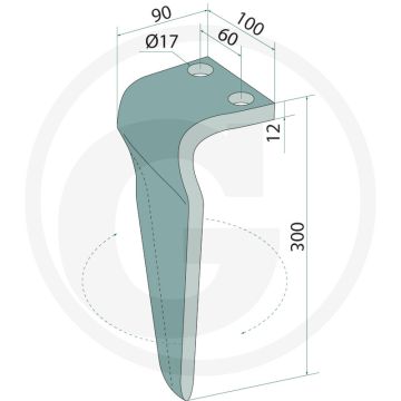 Kreiseleggenzinken rechts - 300x100x12mm