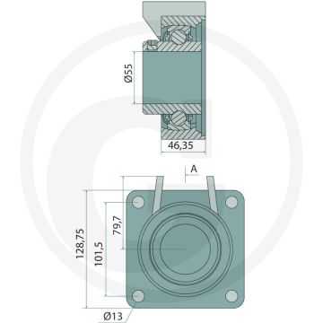 Flenslager (binnen, Ø: 55mm)