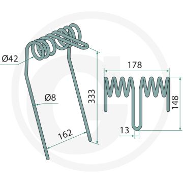 Eggetand Amazone Saatstriegel 8mm 333mm AD-P, Super, AD-P, Cirrus, Citan