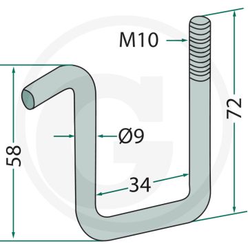 Houder (met zelfborgende moer en ring M10 voor frame 30 x 30 mm passende ring 18010.ST-HH-1)