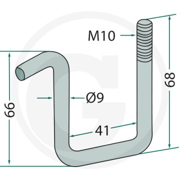 Houder (met zelfborgende moer en ring M10 voor frame 40 x 40 mm)