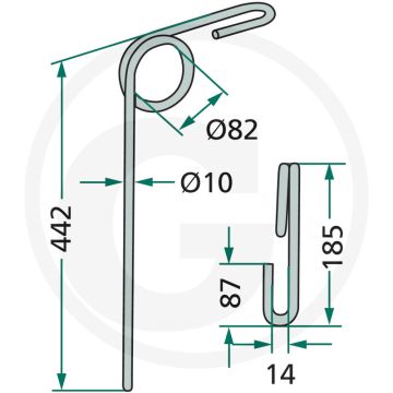 Eggetand 10mm - Totale lengte 442mm - Grondbewerking en zaaitechniek