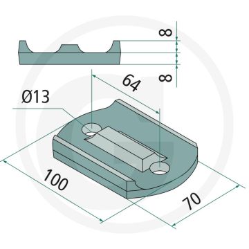 Houder (passend voor eggetand-Ø: 12 mm)