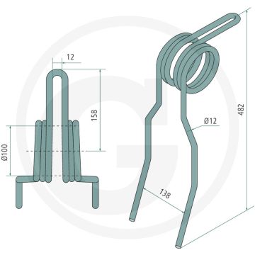 Striegelzinken 12mm dik, 138mm werkbreedte, 482mm lengte - Güttler