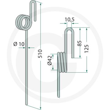Eggetand 10mm - 510mm lengte (John Deere)