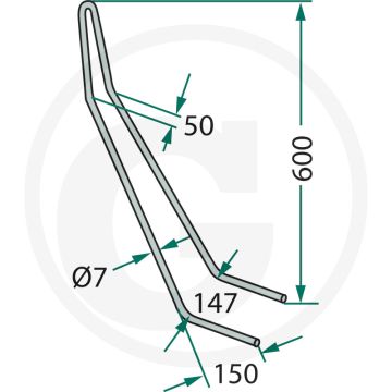 Eggetand 7mm - 600mm lengte (Menke-Nr. 260536)