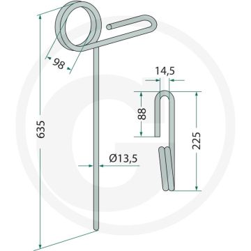 Eggetanden - Oude uitvoering, 13,5mm dikte, 635mm lengte