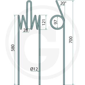 Dubbele veertand (12 x 660 mm Triathlon)