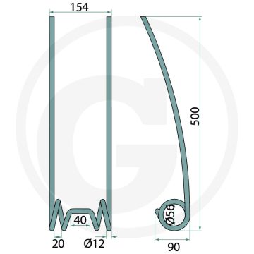 Striegelzinken - Espro, 12mm dikte, 154m werkbreedte