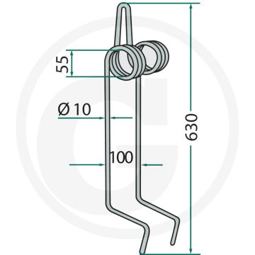 Eggetand U-Drill 10mm 630mm - Kverneland / Accord