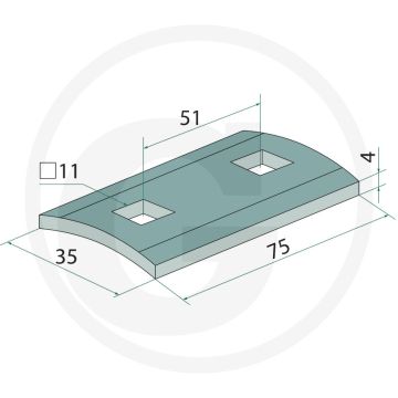 Houder - Compact-Solitair - 75 x 35 x 4 mm - Lemken (Hassia)