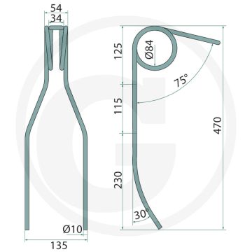 Eggetand - Aerosem, Vitasem - Dikte 10mm - Ø84 Wikkeldiameter - Lengte 470mm
