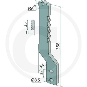 Stiel rechts - Chopstar, Rollstar mit Winkelmesserstiel 35 x 11mm