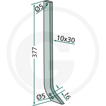 Steel - 30 x 10 mm - 16 mm gatafstand - 38° hoek
