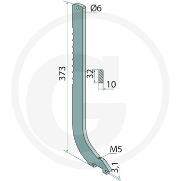 Stiel - Lengte: 373mm, Vierkant: 32 x 10 - Schmotzer Schoffel