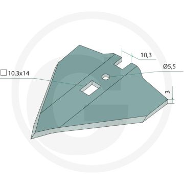 Hackschar 100mm - Dikte 3mm, Werkbreedte 100mm